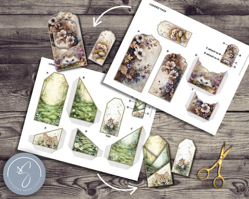 Loaded Tag Insert Wandering Meadow Loaded Tags for Animals Junk Journal With Woodland ...