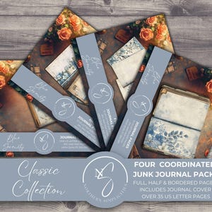 Blue Serenity Classic Collection-bundel met tijdschriftomslag, afdrukbare pagina's, bloemenstijl met vogel- en vlinderelementen, 2025, B21