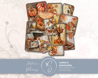Autumn Whimsy Journal Cards and Envelopes, Fall Ephemera Junk Journal Kit, 2024, A9