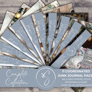 BUNDLE kit de journal méga indésirable Cardinal Whispers, oiseau cardinal rouge d&#39;hiver, papiers de scrapbooking, pages éphémères imprimables, 2024, C18