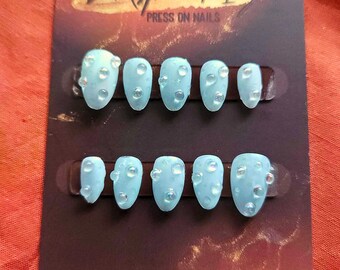 Extra Short Natural Almond Matte Raindrops Apres Gel-X Press On Nails