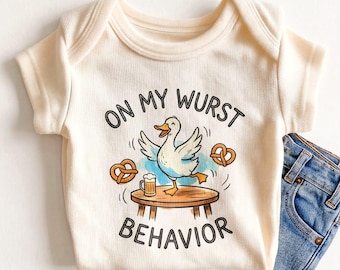 On My Wurst Behavior Baby Bodysuit - Funny Oktoberfest Bodysuit