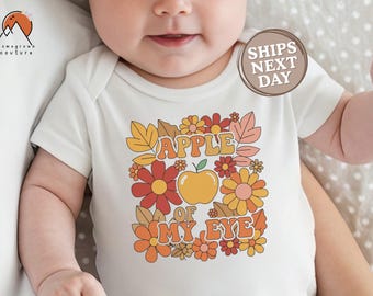 Apple Baby Newborn Onesie® Cute Apple Bodysuit Fall Baby Romper Apple Picking Crew Tee Apple Baby Shower Gift  Apple Orchard Baby Onesie®