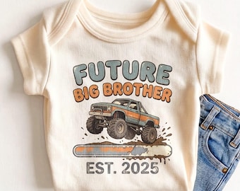 Future Big Brother Baby Bodysuit - Monster Truck Pregnancy Announcement Bodysuit