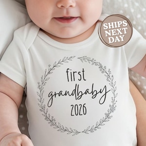 First Grandbaby Onesie® Custom Gift For Grandpa Grandma Baby Pregnancy Announcement Onesie® New Parent Baby Body Suit Coming Home Outfit