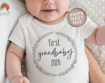 First Grandbaby Onesie® Custom Gift For Grandpa Grandma Baby Pregnancy Announcement Onesie® New Parent Baby Body Suit Coming Home Outfit