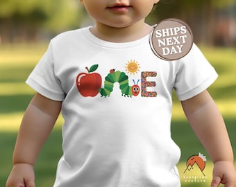 Caterpillar Toddler One Tshirt Caterpillar Baby Onesie® First Birthday Cake Smash Outfit  Crewneck Sweatshirt for Toddlers Book Themed Party