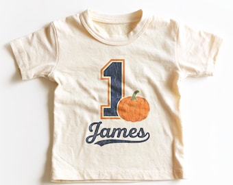 Personalized 1st Birthday Pumpkin Kids Shirt - Custom Fall First Birthday Toddler Tee
