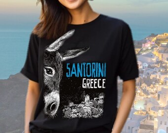 Camiseta de Santorini, Grecia: Paseo en burro, Islas Griegas, camiseta de verano
