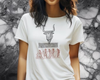 Mitología griega, camiseta del Minotauro de Creta, Antigua Grecia, camisa unisex, camiseta de gran tamaño, recuerdo de Creta,