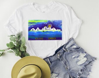 Camiseta de las Islas Griegas: Recuerdo de vacaciones en Mykonos y Paros