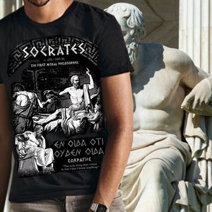 Camiseta filosofia de Sócrates, camisa geek, camiseta de história literária de livro clássico, filósofos gregos