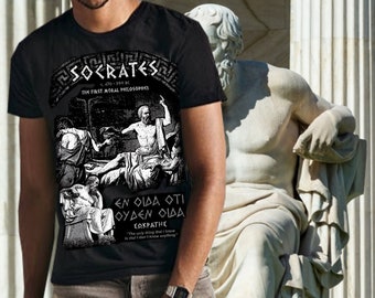 Camiseta de filosofía de Sócrates, camisa Geek, camiseta de historia literaria de libros clásicos, filósofos griegos