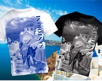 Camiseta de Santorini, Grecia: Camiseta de recuerdo de paseo en burro