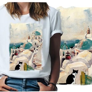 Greek T-shirt, Santorini tee, Greece souvenir tee, Island shirt, Handmade Greek shirt, Greek travel tee, Aegean T-shirt, Greek gift idea