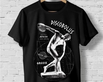 Camiseta de la estatua de Myron, camiseta de Discobolus, símbolo deportivo, escultura griega, Myron The Discobulus, camisa para atleta