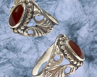 Handmade Orange Carnelian Ring: 925 Sterling Silver Gemstone Jewelry