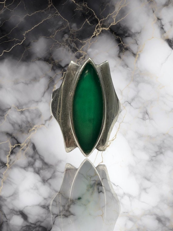 Emerald Silver Ring, Bali style, Emerald 925 Silve