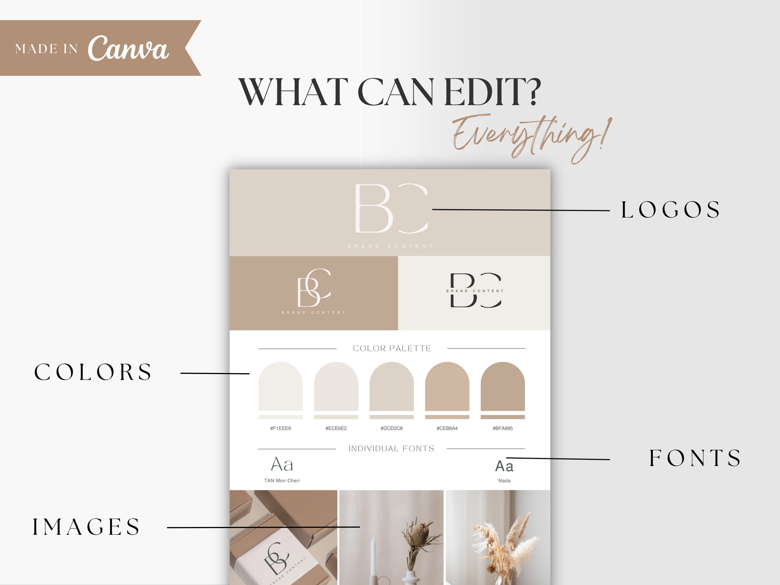 Canva Brand Kit Template Nude Brand Board Templates Boho Brand Branding ...