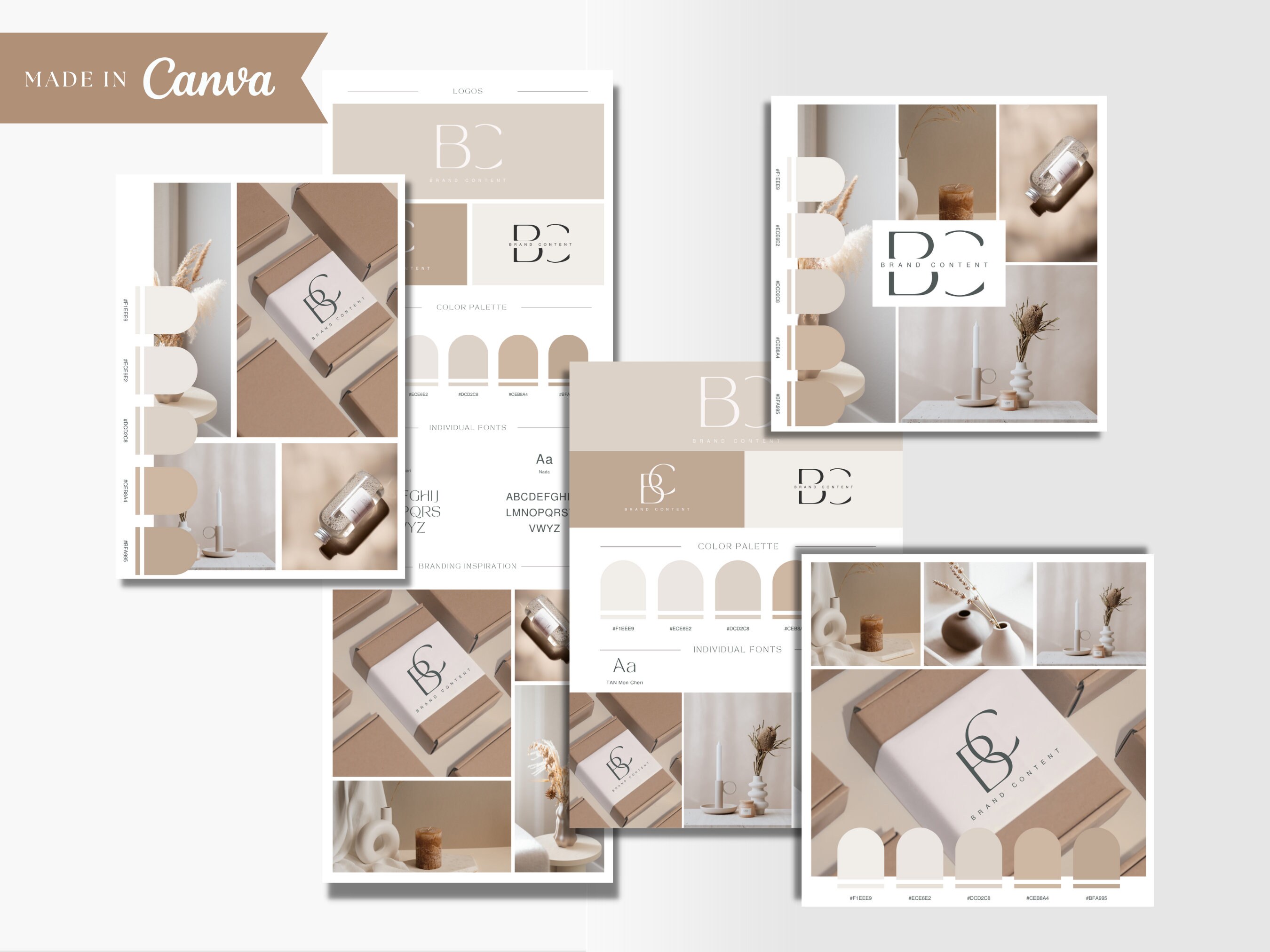 Canva Brand Kit Template Nude Brand Board Templates Boho Brand Branding ...