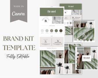 Canva Brand Kit Template| Green Brand Board Templates| Boho Brand Branding Kit| DIY Logo Branding| Minimalist Branding| Aesthetic Brand 2023