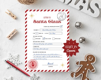 Printable Letter to Santa Claus | Christmas Wish List | Dear Santa | Children's Christmas Activities | Letter to Santa | Santa Letter