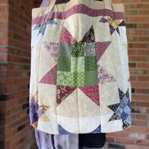 Repurposed tote bag made from a quilt