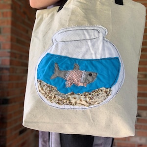 Unique shark tote bag using up cycled materials