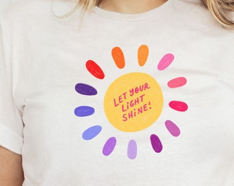 Let Your Light Shine Shirt, Positive Tee, Inspirational Shirt, Religious Shirt, Pray Shirt, Colorful, Matthew 5:16