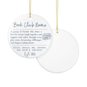 Book Club Ornament, Personalized Group Gift, Book Club Christmas Ornament, Custom Reader Gift, Book Lover Ornament, Holiday Gift image 7