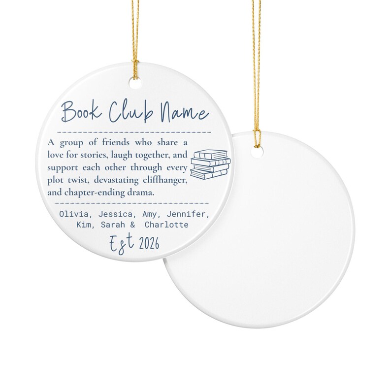 Book Club Ornament, Personalized Group Gift, Book Club Christmas Ornament, Custom Reader Gift, Book Lover Ornament, Holiday Gift image 7