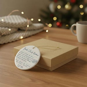 Book Club Ornament, Personalized Group Gift, Book Club Christmas Ornament, Custom Reader Gift, Book Lover Ornament, Holiday Gift Round + Gold Gift Packaging