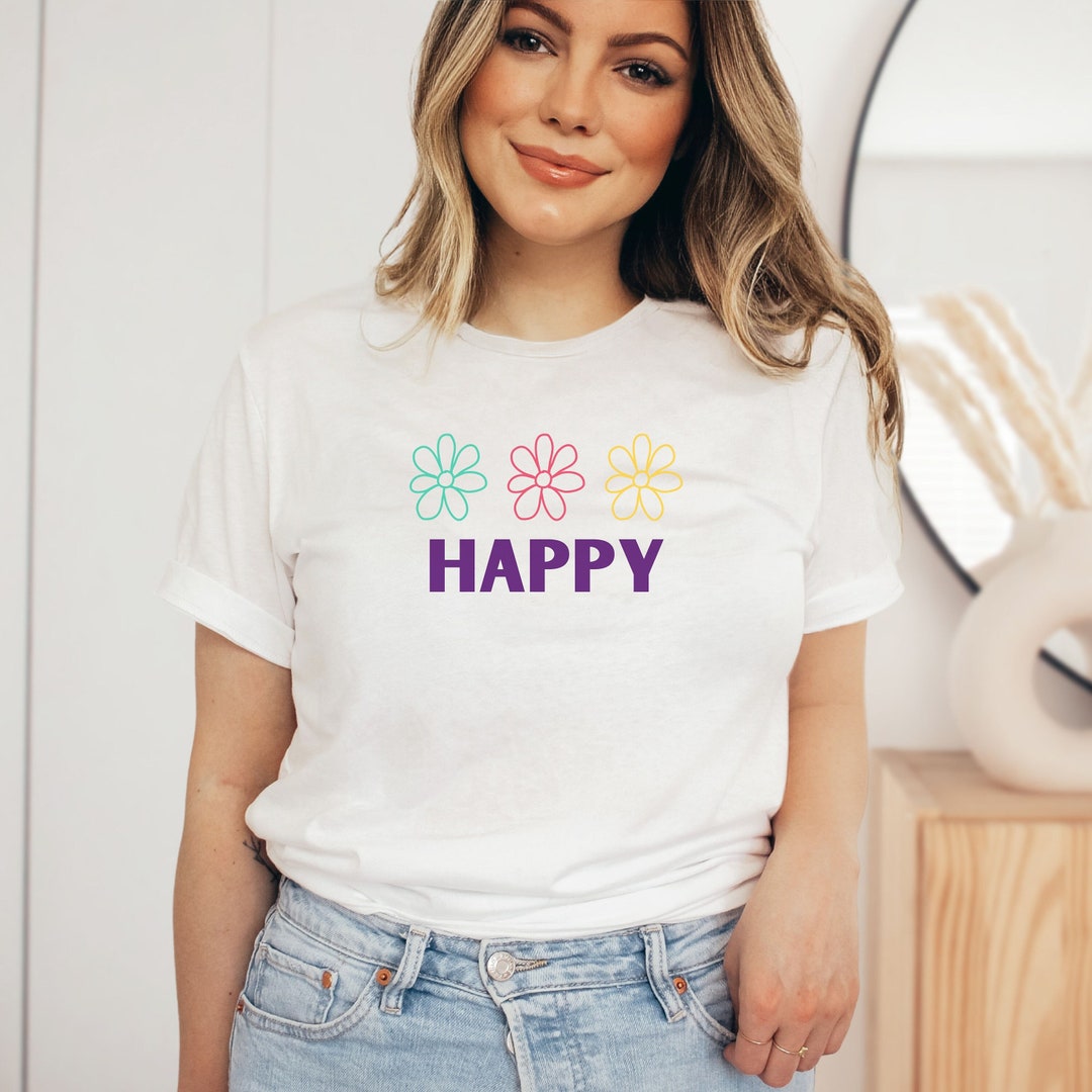 トップス Happy... Happy Flower T-shirt, Happiness Tee, Choose Happy Shirt, Mother's