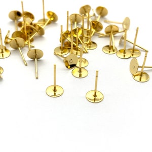 Stainless Steel Gold Plated Earring Posts with Optional Earring Backings Combo