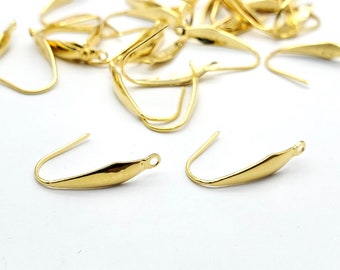 18K Gold Stainless Steel Earring Hook, Gold Plating Ear Wire, Earring Findings