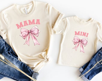 Coquette Mama and Me Tee: Pink Bow Mommy & Mini Shirt