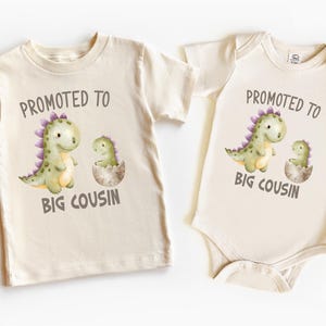 Promoted to Big Cousin Dinosaur Kids Shirt, Pregnancy Announcement