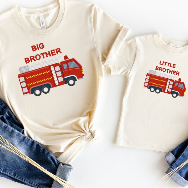 Firetruck Brothers Shirt, Fire Big Brother Shirt, Fire Little Brother Shirt, Red Truck Brothers Shirt, Firetruck Big and Little Brother Tee