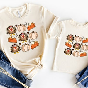 Camiseta de pavo lindo de Acción de Gracias, camiseta de comida de Acción de Gracias, camiseta de Acción de Gracias para niños pequeños, camiseta de Acción de Gracias para niños pequeños, camiseta de Acción de Gracias para mamá y yo