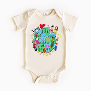 Jesus Loves The Little Children Neutral Baby Bodysuit, All The Children Of The World Jesus Loves Baby Bodysuit