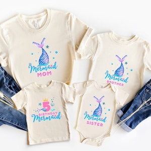 Mermaid Family Birthday Shirts,Mermaid Custom shirt Family Mermaid Shirts, Family Matching Mermaid any each Shirts And Bodysuit