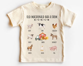 Old  Farm Animals Kids Shirt: Toddler Tee, Baby Bodysuit