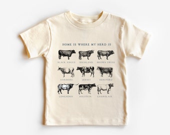 Home Is Where My Herd Is Toddler Shirt and Baby Bodysuit, Farmer Family Kids Shirt, Animal Lover Kids Shirt