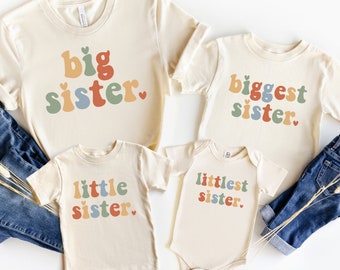 Big sister Retro Toddler Shirt, Biggest sister Shirt, Retro sister Shirt, Vintage sister Shirt, Little sister Shirt, Littlest sister Shirt