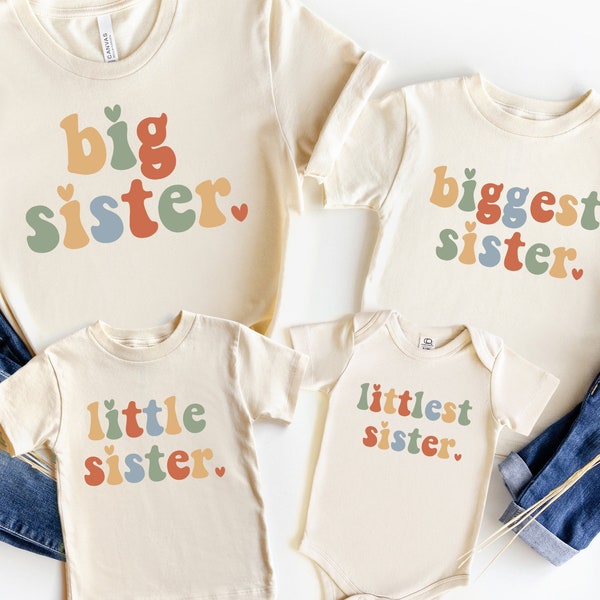 Big sister Retro Toddler Shirt, Biggest sister Shirt, Retro sister Shirt, Vintage sister Shirt, Little sister Shirt, Littlest sister Shirt