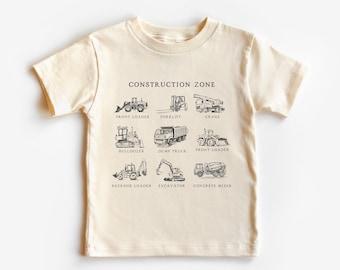 Construction Zone Toddler Shirt and Baby Bodysuit, Construction Equipment Kids Shirt