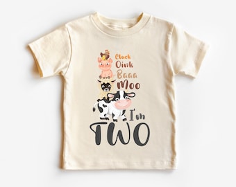 Oink Bah Moo I'm two shirt ,Barn animal birthday t-shirt ,Turning 2 birthday shirt ,I'm two tee ,Farm theme party,farm birthday custom year