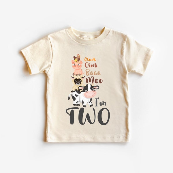 Farm Animals 2nd Birthday Shirt: Oink Bah Moo Toddler Tee