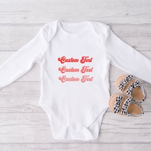 custom text and logo long sleeve bodysuit, personalization long sleeve baby tee, logo long sleeve bodysuit personalized long sleeve baby