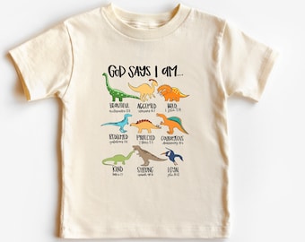 God Says I Am Dinosaur Toddler Tee: Christian Kids Shirt
